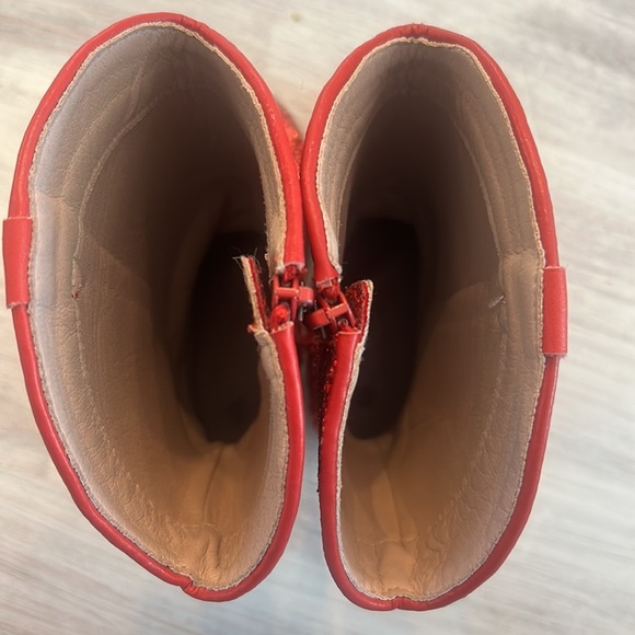 Little Girls Red Glitter Boots Size 13 - Picture 5 of 5